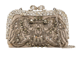Embellished Mini Evening Bag, Satin/Crystal, Beige, 4WB268, DB/S, 2*